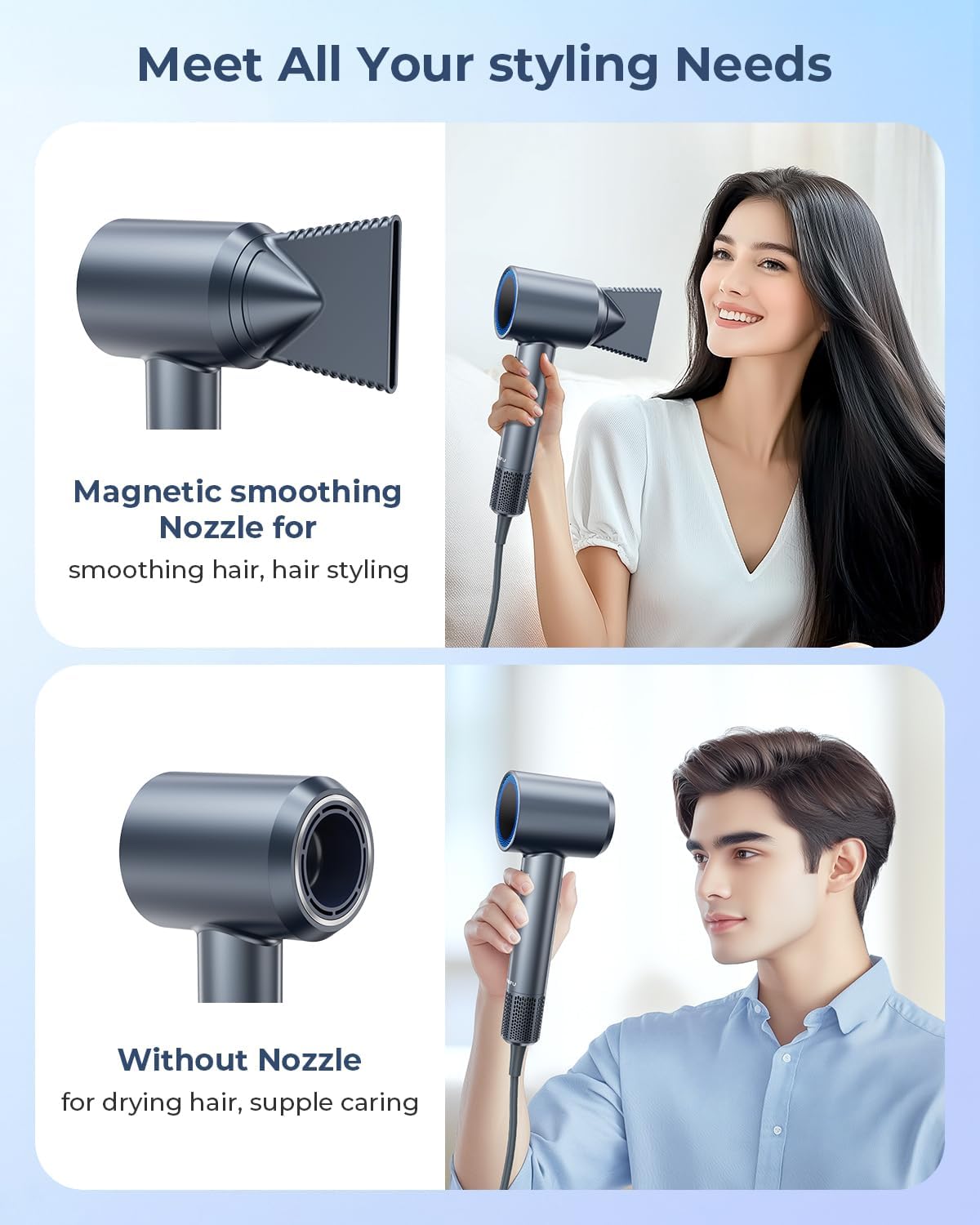 AMEIFU P06A Hair Dryer, 150000 RPM Professional High-Speed Blow Dryer, Negative Ionic Hair Dryer for Fast Drying, Low Noise Thermo-Control