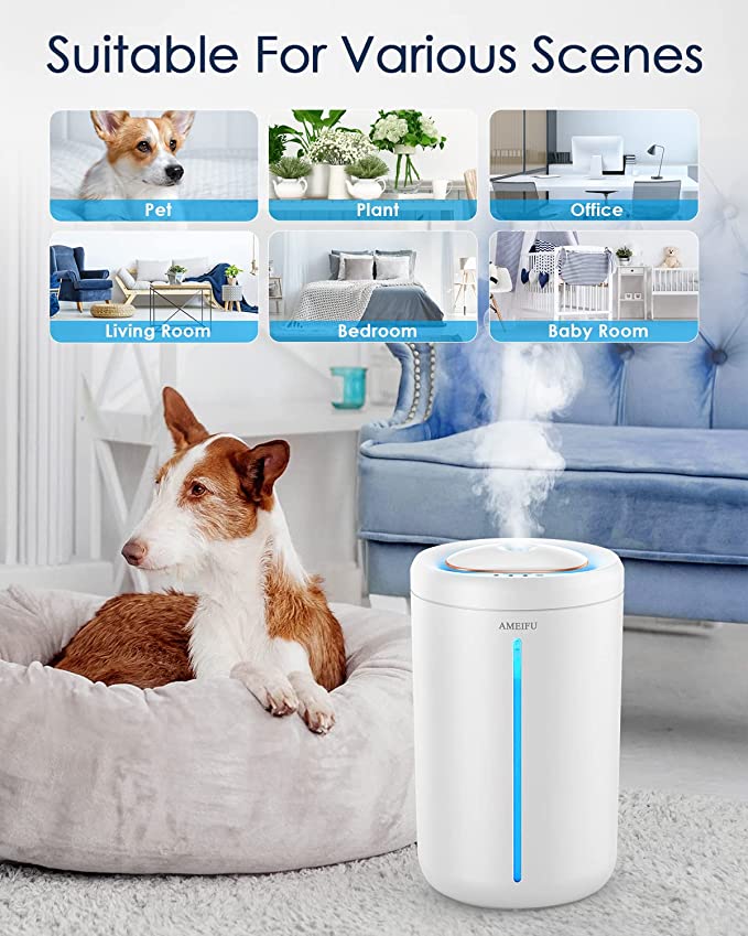 Humidifiers for Bedroom, Large Room, AMEIFU Top Fill Humidifier 4.5L