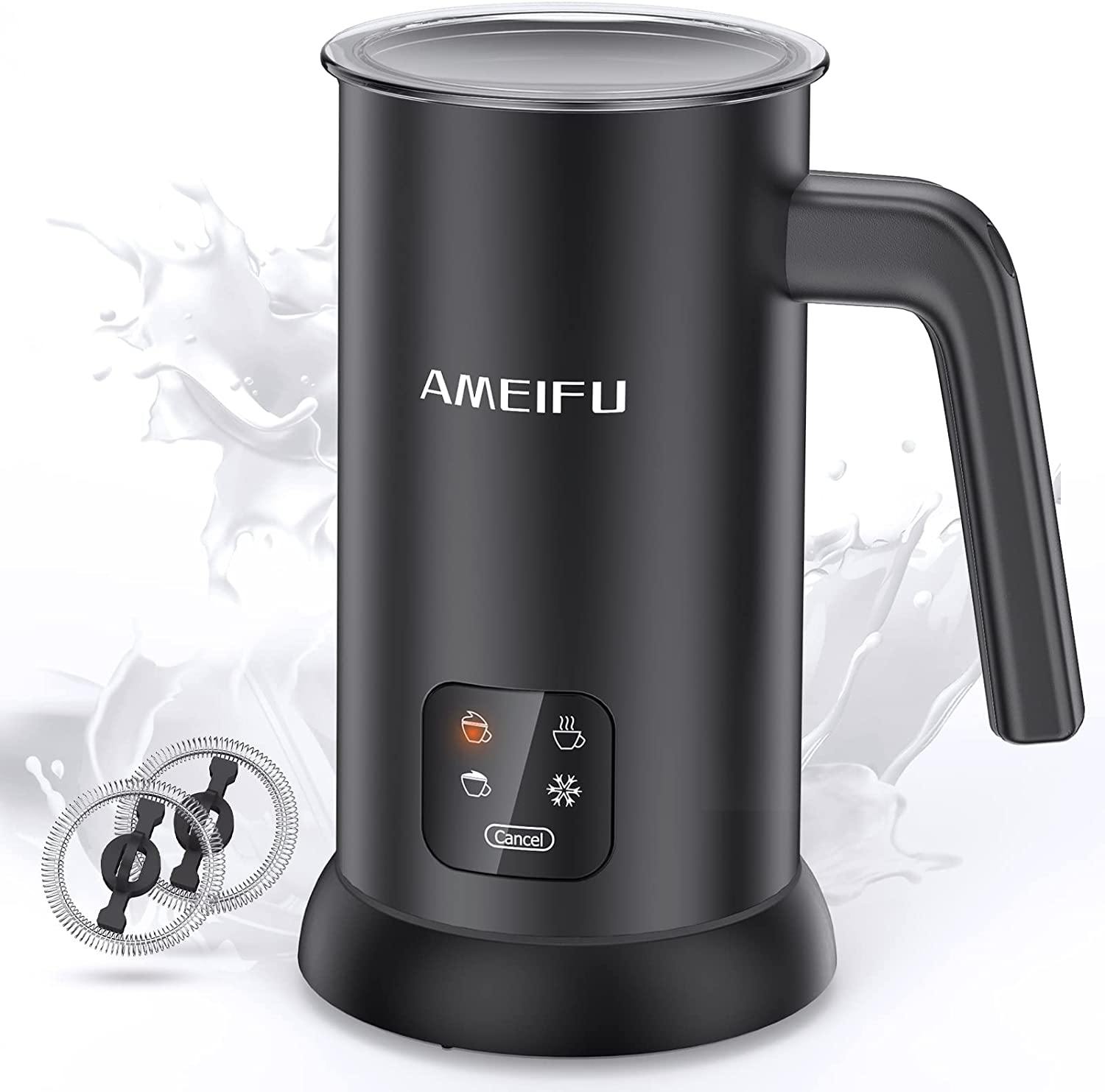 Milk Frother, Electric Milk Steamer, 10.1oz/300ml Automatic Hot & Cold –  Ameifu