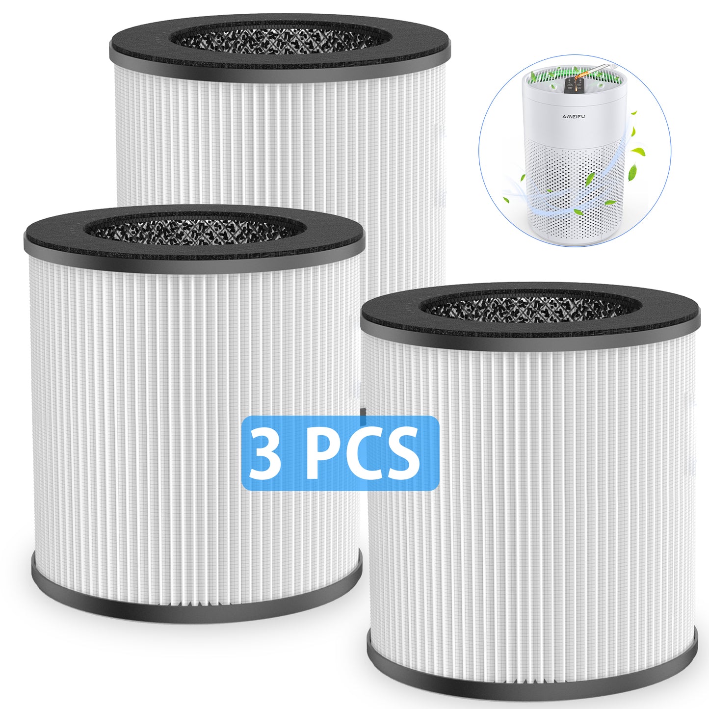 AMEIFU GDAP1W Air Purifier Replacement Filter, Air Cleaner Filter True HEPA Filter, White Black