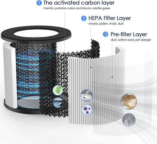 AMEIFU GDAP1W Air Purifier Replacement Filter, Air Cleaner Filter True HEPA Filter, White Black