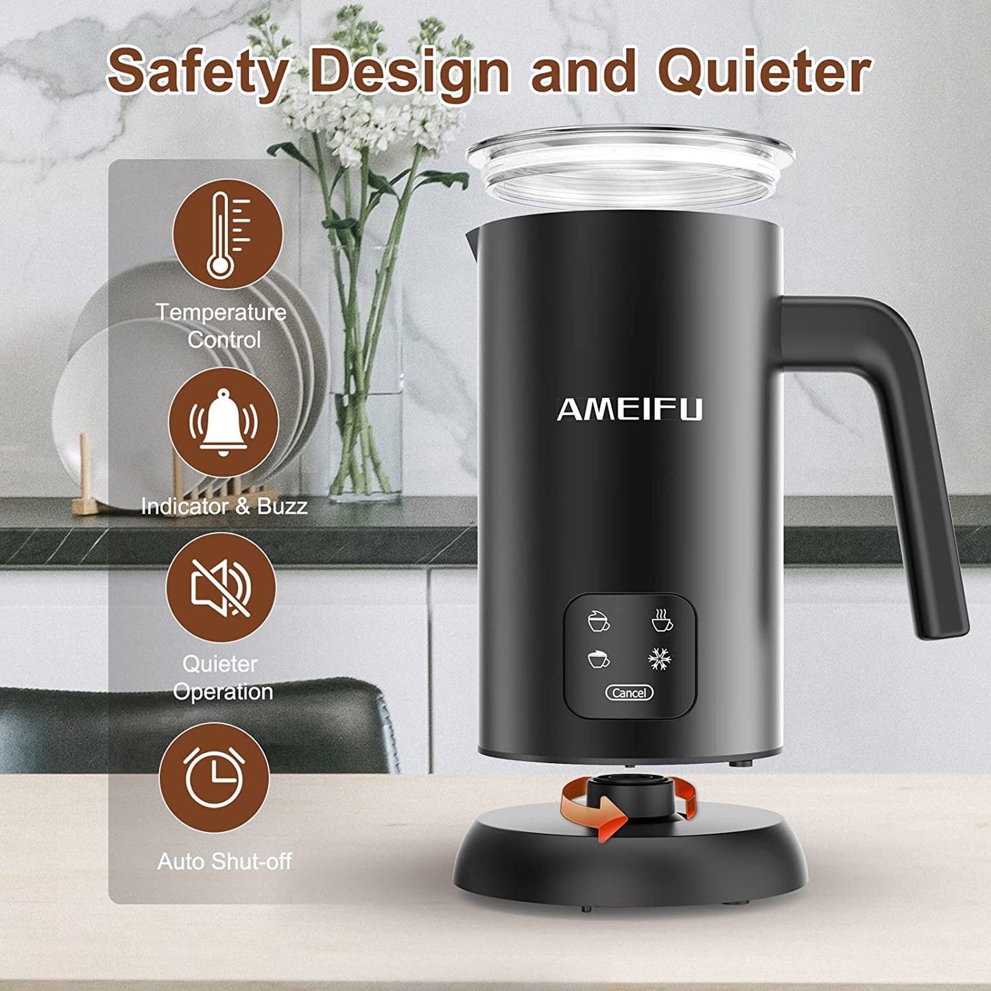 Milk Steamer and Frother for Latte Electric Milk Warmer Cold Foam