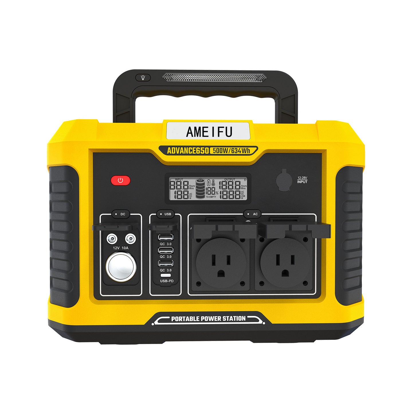 AMEIFU  Portable Power Station, 634Wh  500W (Peak 600W)Backup Lithium Battery, Solar Generator (Solar Panel Not Included) With DC /AC /USB Outlets for Outdoor Camping Travel Emergency Home